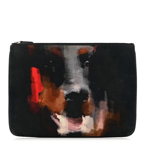 givenchy doberman clutch|GIVENCHY Cotton Canvas Large Doberman Print Zip Pouch.